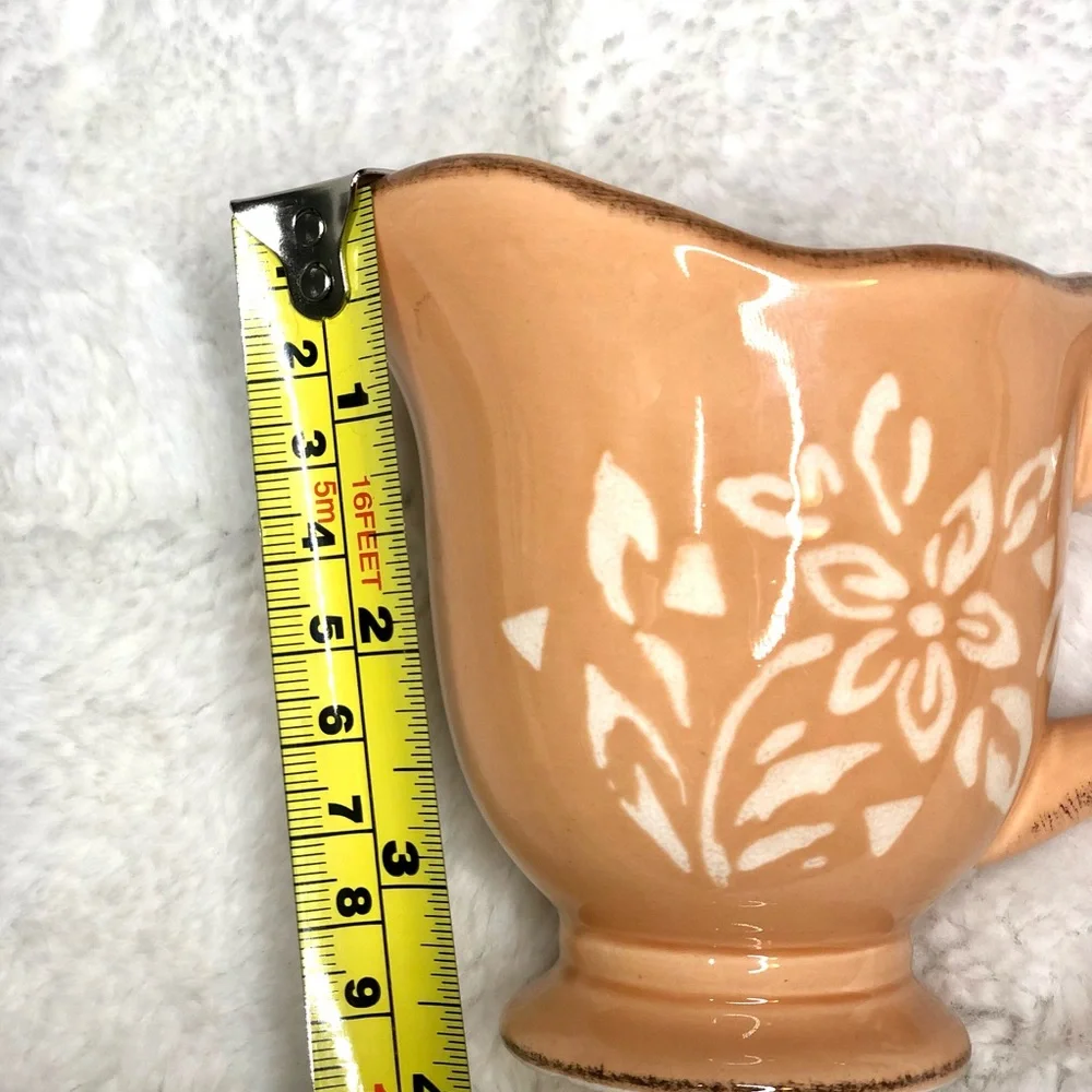 Vintage Cottagecore Bella Casa by Ganz, Creamer & Sugar Set, Peach White Flowers